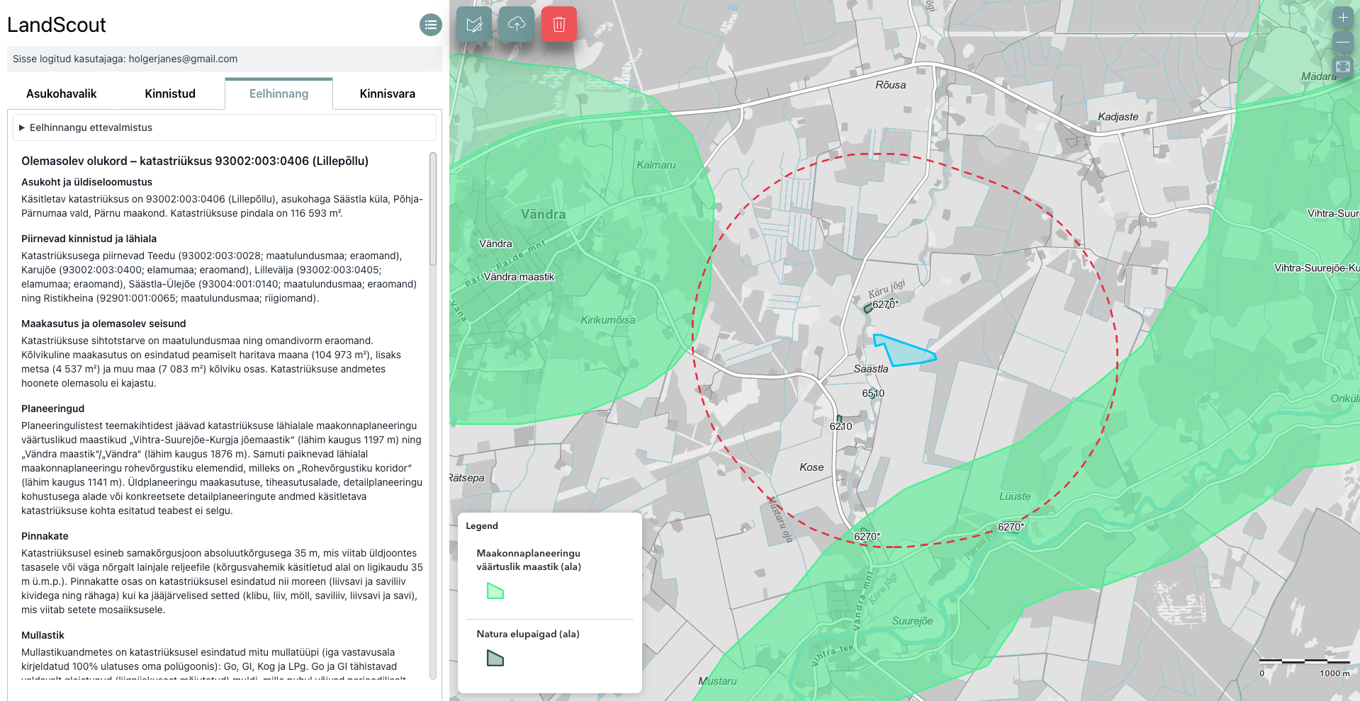 LandScout platform interface